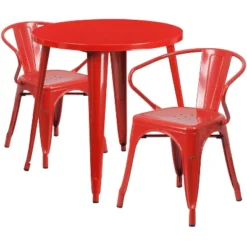 Flash Furniture Commercial Grade 30" Round Metal Indoor-Outdoor Table Set With 2 Arm Chairs -Flash Furniture Shop GUEST 5040b194 e988 4494 8f68 5bcd87d7f669