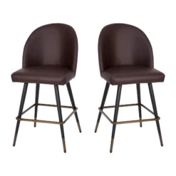 Flash Furniture Lyla Set Of 2 Commercial Modern Armless Counter Stools With Contoured Backrests, Steel Frames And Footrests-Set Of 2 -Flash Furniture Shop GUEST 5065b943 54fa 404f 8959 ca6285dad524