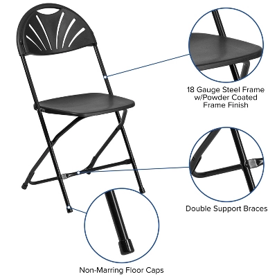 Flash Furniture 8 Pack HERCULES Series 650 Lb. Capacity Plastic Fan Back Folding Chair 3 Flash Furniture 8 Pack HERCULES Series 650 Lb. Capacity Plastic Fan Back Folding Chair - Image 3