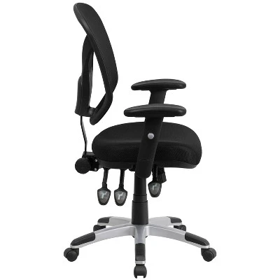 Flash Furniture Mid-Back Black Mesh Multifunction Swivel Ergonomic Task Office Chair With Adjustable Arms 7 Flash Furniture Mid-Back Black Mesh Multifunction Swivel Ergonomic Task Office Chair With Adjustable Arms - Image 7