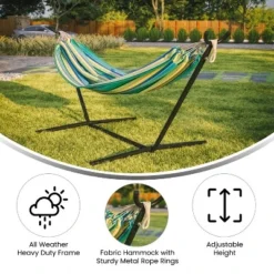 Flash Furniture Lola 2 Person Hammock With Stand And Premium Carry Bag, Cotton Hammock With Space Saving Steel Stand, 450 LBS. Static Weight Capacity -Flash Furniture Shop GUEST 53f8ce86 a8d0 40fd 99fe 0622a846de62