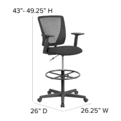 Flash Furniture Ergonomic Mid-Back Mesh Drafting Chair With Black Fabric Seat, Adjustable Foot Ring And Adjustable Arms 11 Flash Furniture Ergonomic Mid-Back Mesh Drafting Chair With Black Fabric Seat, Adjustable Foot Ring And Adjustable Arms -Flash Furniture Shop GUEST 54ec77cf d7b5 41eb 9ffd 2b6e3e397752