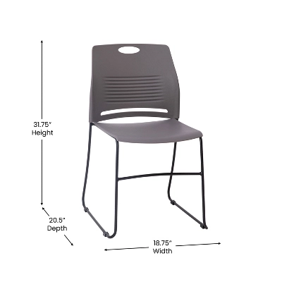 Flash Furniture HERCULES Series Commercial Grade 660 Lb. Capacity Plastic Stack Chair With Powder Coated Sled Base Frame And Integrated Carrying Handle 6 Flash Furniture HERCULES Series Commercial Grade 660 Lb. Capacity Plastic Stack Chair With Powder Coated Sled Base Frame And Integrated Carrying Handle - Image 6