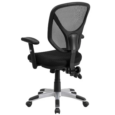 Flash Furniture Mid-Back Black Mesh Multifunction Swivel Ergonomic Task Office Chair With Adjustable Arms 6 Flash Furniture Mid-Back Black Mesh Multifunction Swivel Ergonomic Task Office Chair With Adjustable Arms - Image 6