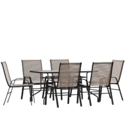 Flash Furniture 7 Piece Outdoor Patio Dining Set - Tempered Glass Patio Table, 6 Flex Comfort Stack Chairs -Flash Furniture Shop GUEST 565eb0d0 3ace 4e1e 851a 145e8cc2b716