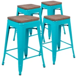 Flash Furniture 24" High Metal Counter-Height, Indoor Bar Stool With Wood Seat - Stackable Set Of 4 -Flash Furniture Shop GUEST 569464d4 7e7e 4c81 bc20 bc6ef6dc3083