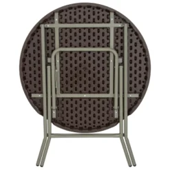 Flash Furniture 2.6-Foot Round Brown Rattan Plastic Folding Table -Flash Furniture Shop GUEST 56cc248b 8c3b 4174 b068 a9b5e409525d