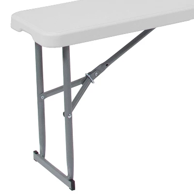 Flash Furniture 10.25''W X 71''L Bi-Fold Granite White Plastic Bench With Carrying Handle 4 Flash Furniture 10.25''W X 71''L Bi-Fold Granite White Plastic Bench With Carrying Handle - Image 4