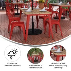 Flash Furniture Declan Commercial Indoor/Outdoor Dining Table With Umbrella Hole, 30" X 60" All Weather Poly Resin Top And Steel Base -Flash Furniture Shop GUEST 5a3f83dc 965c 4437 86c2 b38d77273e60