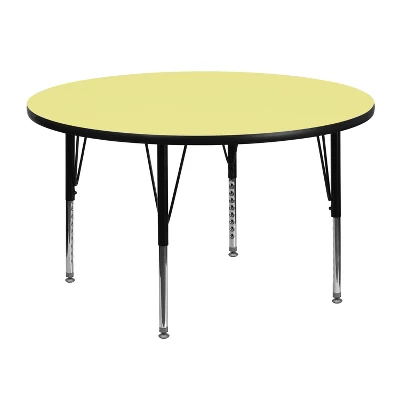 Flash Furniture 48'' Round Thermal Laminate Activity Table - Height Adjustable Short Legs 3 Flash Furniture 48'' Round Thermal Laminate Activity Table - Height Adjustable Short Legs - Image 3