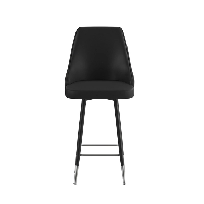 Flash Furniture Shelly Set Of 2 Commercial LeatherSoft Counter Height Bar Stools With Solid Black Metal Frames And Chrome Accented Feet And Footrests 10 Flash Furniture Shelly Set Of 2 Commercial LeatherSoft Counter Height Bar Stools With Solid Black Metal Frames And Chrome Accented Feet And Footrests - Image 10