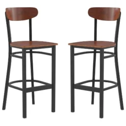 Flash Furniture Wright Set Of 2 Commercial Grade Barstools With 500 LB. Capacity Steel Frame, Solid Wood Seat, And Boomerang Back -Flash Furniture Shop GUEST 5c28cc29 1329 43c1 a985 431940f914e2
