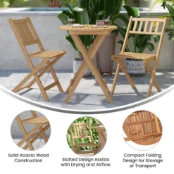 Flash Furniture Indoor/Outdoor Acacia Wood Folding Table And 2 Chair Bistro Set In Natural -Flash Furniture Shop GUEST 5cd619d0 18e0 427f 95c5 20bbf8dae96c