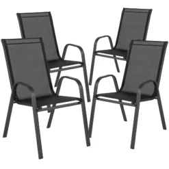 Flash Furniture 7 Piece Outdoor Patio Dining Set - Tempered Glass Patio Table, 6 Flex Comfort Stack Chairs -Flash Furniture Shop GUEST 5d471a4d 5571 4e5a b24e 050268ed81ac