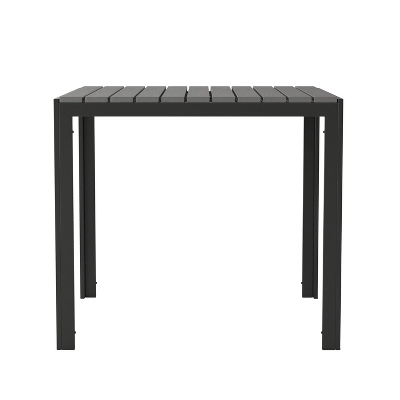 Flash Furniture Harris Commercial Grade Indoor/Outdoor Black Square Steel Patio Dining Table For 4 With Black Poly Resin Slatted Top 10 Flash Furniture Harris Commercial Grade Indoor/Outdoor Black Square Steel Patio Dining Table For 4 With Black Poly Resin Slatted Top - Image 10