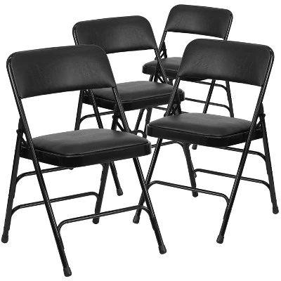 Flash Furniture 4 Pack HERCULES Series Curved Triple Braced & Double Hinged Upholstered Metal Folding Chair 11 Flash Furniture 4 Pack HERCULES Series Curved Triple Braced & Double Hinged Upholstered Metal Folding Chair - Image 11