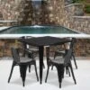 Flash Furniture Commercial Grade 31.5" Square Metal Indoor-Outdoor Table Set With 4 Arm Chairs