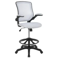 Flash Furniture Mid-Back Mesh Ergonomic Drafting Chair With Adjustable Foot Ring And Flip-Up Arms -Flash Furniture Shop GUEST 606a7532 cdc3 416b 93b0 7f08e8218118