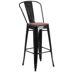 Flash Furniture 30" High Metal Barstool With Back And Wood Seat -Flash Furniture Shop GUEST 6215b277 4759 4c1f bdc7 baea1682cc8e