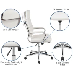 Flash Furniture Hansel High Back White LeatherSoft Contemporary Panel Executive Swivel Office Chair -Flash Furniture Shop GUEST 62a9b4ed 7dd5 4c23 9f1b c656a0914c4a
