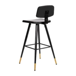 Flash Furniture Kora Commercial Grade Low Back Barstools-LeatherSoft Upholstery-Iron Frame-Integrated Footrest-Gold Tipped Legs-Set Of 2 -Flash Furniture Shop GUEST 63967621 e824 4c5a acf9 e6bade83fd49