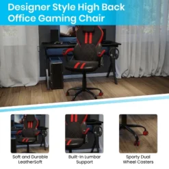 Flash Furniture Ergonomic Office Computer Chair - Adjustable Black And Red Designer Gaming Chair - 360° Swivel - Red Dual Wheel Casters 18 Flash Furniture Ergonomic Office Computer Chair - Adjustable Black And Red Designer Gaming Chair - 360° Swivel - Red Dual Wheel Casters -Flash Furniture Shop GUEST 66e212fa 3abb 4931 9c16 8361a90f8f25