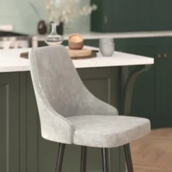 Flash Furniture Commercial Gray LeatherSoft Counter Height Stools With Chrome Accents - 2 Pack -Flash Furniture Shop GUEST 67eed502 7ca7 4237 bd72 4319f2de362b