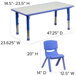 Flash Furniture 23.625"W X 47.25"L Rectangular Plastic Height Adjustable Activity Table Set With 6 Chairs -Flash Furniture Shop GUEST 68c5d6f3 0e36 4119 b9ad e2a9ebcad48c