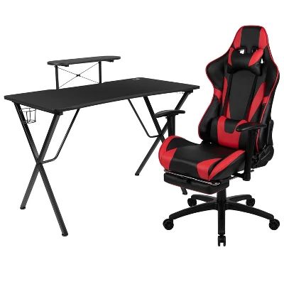 Flash Furniture Gaming Desk And Footrest Reclining Gaming Chair Set With Cup Holder, Headphone Hook, And Monitor/Smartphone Stand 12 Flash Furniture Gaming Desk And Footrest Reclining Gaming Chair Set With Cup Holder, Headphone Hook, And Monitor/Smartphone Stand - Image 12