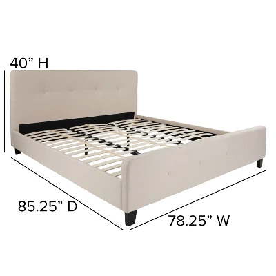 Flash Furniture Tribeca Tufted Upholstered Platform Bed With 10 Inch CertiPUR-US Certified Foam And Pocket Spring Mattress 3 Flash Furniture Tribeca Tufted Upholstered Platform Bed With 10 Inch CertiPUR-US Certified Foam And Pocket Spring Mattress - Image 3