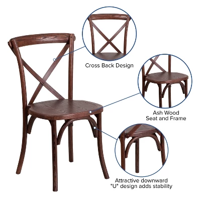 Flash Furniture HERCULES Series Stackable Wood Cross Back Chair 2 Flash Furniture HERCULES Series Stackable Wood Cross Back Chair - Image 2
