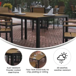 Flash Furniture Finch Commercial Grade Outdoor Dining Table 55" X 31" With Faux Teak Poly Slats And Metal Frame -Flash Furniture Shop GUEST 6ac8333f 4bcf 43d2 9ce7 f7009c91cad8