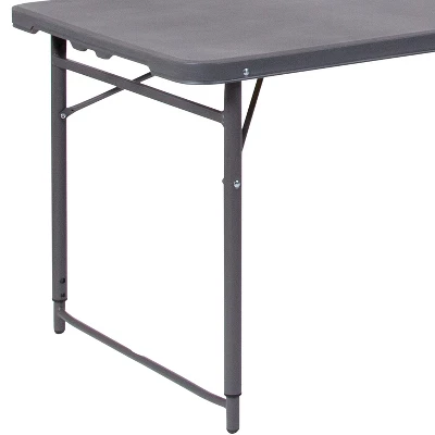 Flash Furniture 4-Foot Height Adjustable Bi-Fold Dark Gray Plastic Folding Table With Carrying Handle 5 Flash Furniture 4-Foot Height Adjustable Bi-Fold Dark Gray Plastic Folding Table With Carrying Handle - Image 5