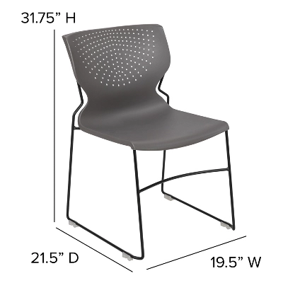 Flash Furniture HERCULES Series 661 Lb. Capacity Gray Full Back Stack Chair With Black Powder Coated Frame 5 Flash Furniture HERCULES Series 661 Lb. Capacity Gray Full Back Stack Chair With Black Powder Coated Frame - Image 5
