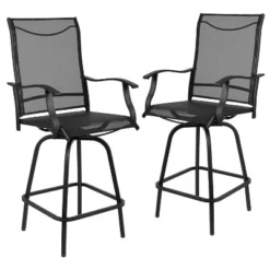 Flash Furniture Valerie Patio Bar Height Stools Set Of 2, All-Weather Textilene Swivel Patio Stools And Deck Chairs With High Back & Armrests -Flash Furniture Shop GUEST 6eb25b71 dafe 4b9b 91e8 1e57fbd550a2