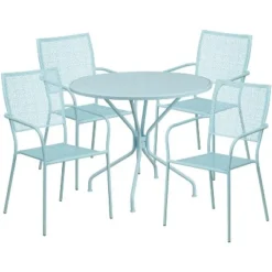 Flash Furniture Oia Commercial Grade 35.25" Round Indoor-Outdoor Steel Patio Table Set With 4 Square Back Chairs -Flash Furniture Shop GUEST 6ec983fd fc91 49f7 a1aa 45663b5a2a1d