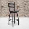 Flash Furniture Black Ladder Back Swivel Metal Barstool