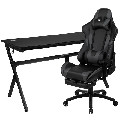 Flash Furniture Gaming Desk And Footrest Reclining Gaming Chair Set - Cup Holder/Headphone Hook/Removable Mouse Pad Top/Wire Management 15 Flash Furniture Gaming Desk And Footrest Reclining Gaming Chair Set - Cup Holder/Headphone Hook/Removable Mouse Pad Top/Wire Management - Image 15