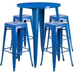 Flash Furniture Commercial Grade 30" Round Metal Indoor-Outdoor Bar Table Set With 4 Square Seat Backless Stools -Flash Furniture Shop GUEST 6fdffb49 00f6 4e1d 928c 0a8ab1fd2258