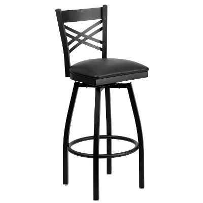 Flash Furniture Black ''X'' Back Swivel Metal Barstool 7 Flash Furniture Black ''X'' Back Swivel Metal Barstool - Image 7