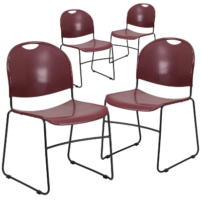 Flash Furniture 4 Pack HERCULES Series 880 Lb. Capacity Ultra-Compact Stack Chair With Metal Frame 2 Flash Furniture 4 Pack HERCULES Series 880 Lb. Capacity Ultra-Compact Stack Chair With Metal Frame - Image 2