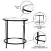 Flash Furniture Astoria Collection Round End Table - Modern Clear Glass Accent Table With Matte Black Frame