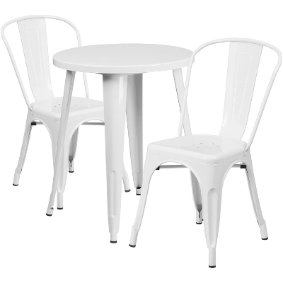 Flash Furniture Commercial Grade 24" Round Metal Indoor-Outdoor Table Set With 2 Cafe Chairs 4 Flash Furniture Commercial Grade 24" Round Metal Indoor-Outdoor Table Set With 2 Cafe Chairs - Image 4