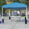 Flash Furniture 10'x10' Pop Up Event Canopy Tent With Wheeled Case And Folding Bench Set - Portable Tailgate, Camping, Event Set