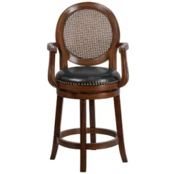 Flash Furniture 26'' High Expresso Wood Counter Height Stool With Arms, Woven Rattan Back And Black LeatherSoft Swivel Seat 16 Flash Furniture 26'' High Expresso Wood Counter Height Stool With Arms, Woven Rattan Back And Black LeatherSoft Swivel Seat -Flash Furniture Shop GUEST 74a24703 1d14 4233 802f 82299197d845