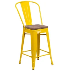 Flash Furniture 24" High Metal Counter Height Stool With Back And Wood Seat 28 Flash Furniture 24" High Metal Counter Height Stool With Back And Wood Seat -Flash Furniture Shop GUEST 752bc2d1 50f5 49ad b0d3 84df39ced160