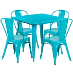 Flash Furniture Commercial Grade 31.5" Square Metal Indoor-Outdoor Table Set With 4 Stack Chairs -Flash Furniture Shop GUEST 765573a8 3317 4e76 97de f30e733bb9dc