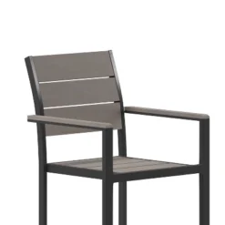Flash Furniture Finch Commercial Grade Patio Chair With Arms, Stackable Side Chair With Faux Teak Poly Slats And Metal Frame -Flash Furniture Shop GUEST 76bbc4ef af4a 498c 96a6 32bb08b74a03