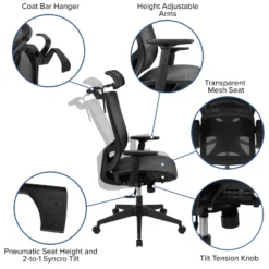 Flash Furniture Ergonomic Black Mesh Office Chair-Synchro-Tilt, Pivot Headrest, Adjustable Arms 14 Flash Furniture Ergonomic Black Mesh Office Chair-Synchro-Tilt, Pivot Headrest, Adjustable Arms -Flash Furniture Shop GUEST 7796d0de 6974 47d3 bfaa 25a0eb4656b7