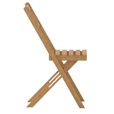 Flash Furniture Indoor/Outdoor Solid Acacia Wood Folding Bistro Chairs In Natural - Set Of 2 9 Flash Furniture Indoor/Outdoor Solid Acacia Wood Folding Bistro Chairs In Natural - Set Of 2 - Image 9